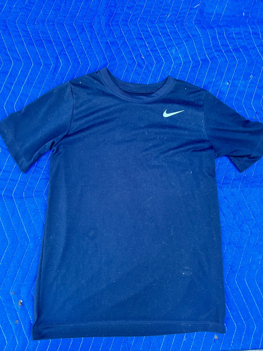 Nike Navy Short Sleeve Performance Tee with White Swoosh